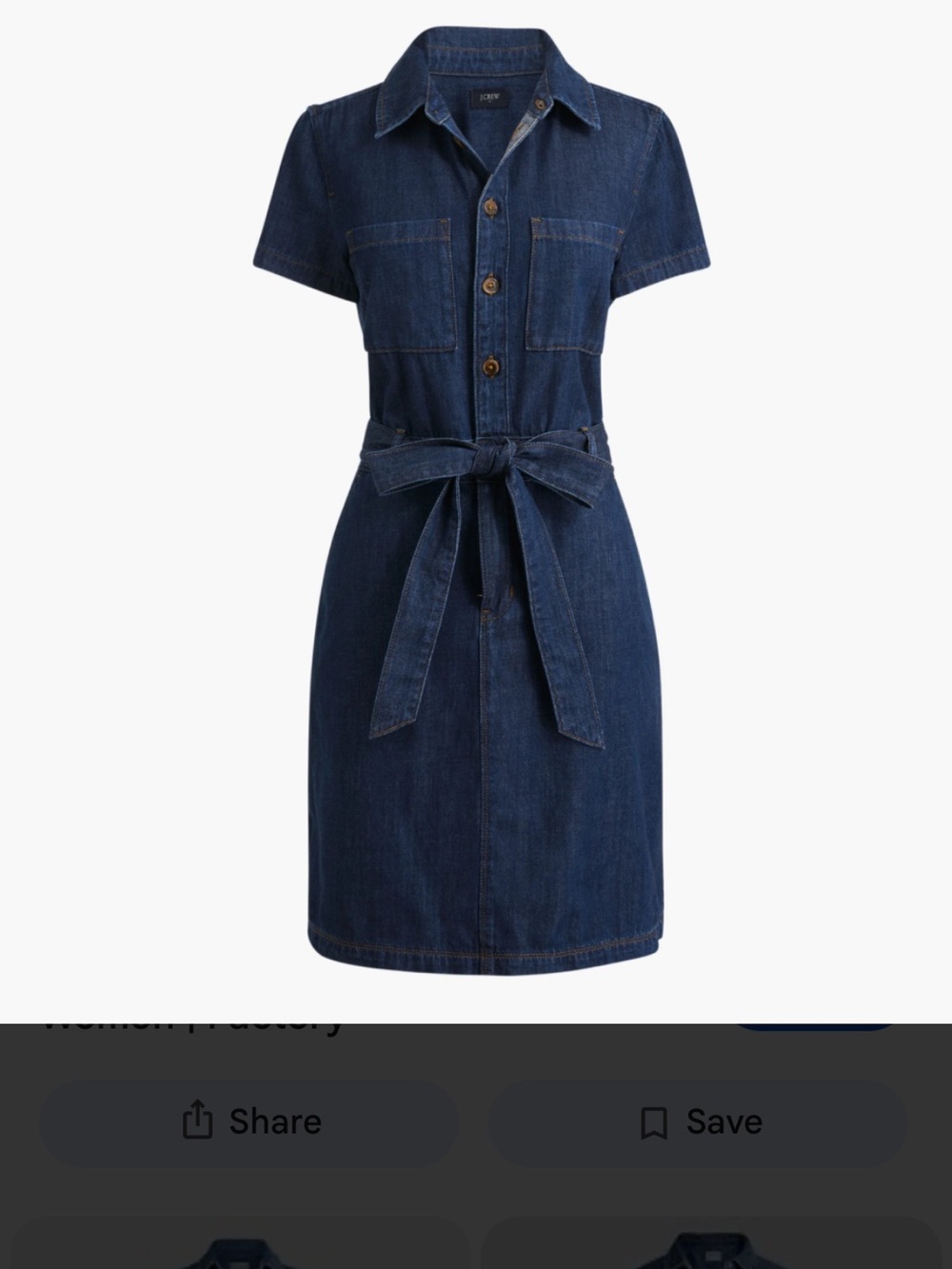 J. Crew Factory Utility Denim Shirt Dress with Tie Waist